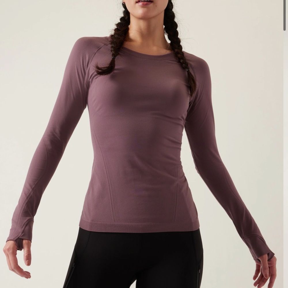 Athleta Mauve Purple Momentum Seamless Long Sleeve Top